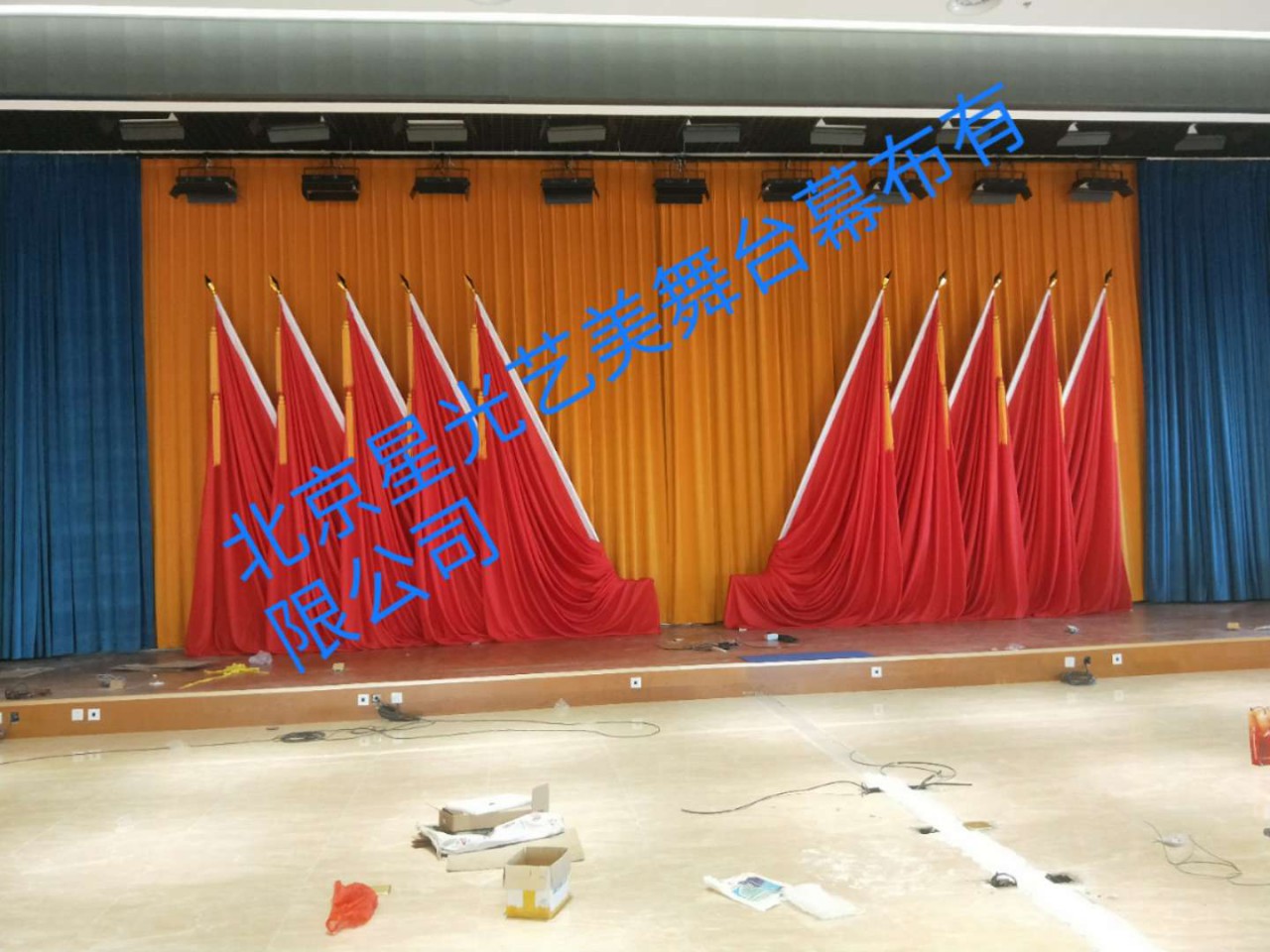 舞台背景幕江西会议厅电动舞台幕布工厂学校礼堂演播厅阻燃幕.